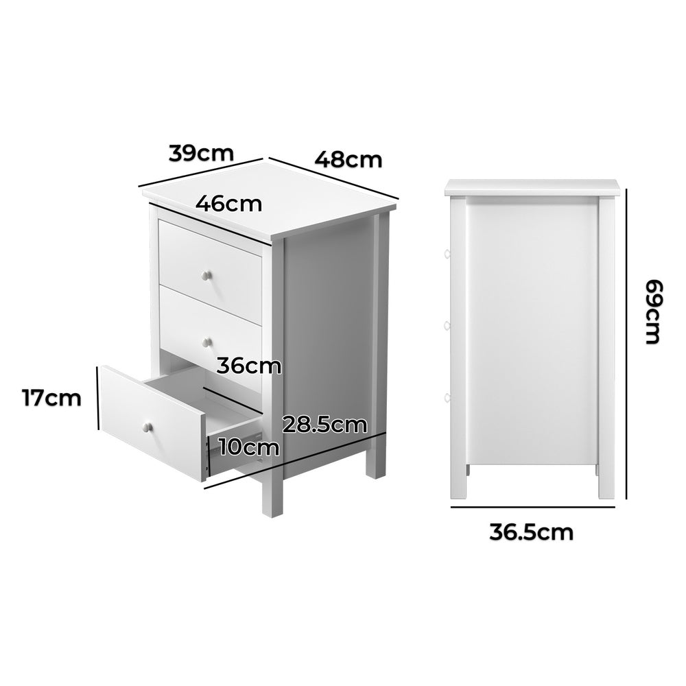 Bedside Tables Set of 2 Nightstand Side Table Black/White