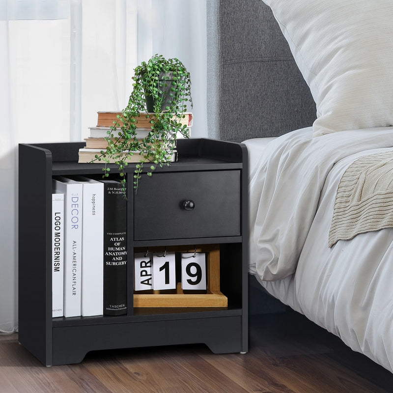 Modern Nightstand with Drawer and Storage for Home Bedroom with Bedside Table - photo 8