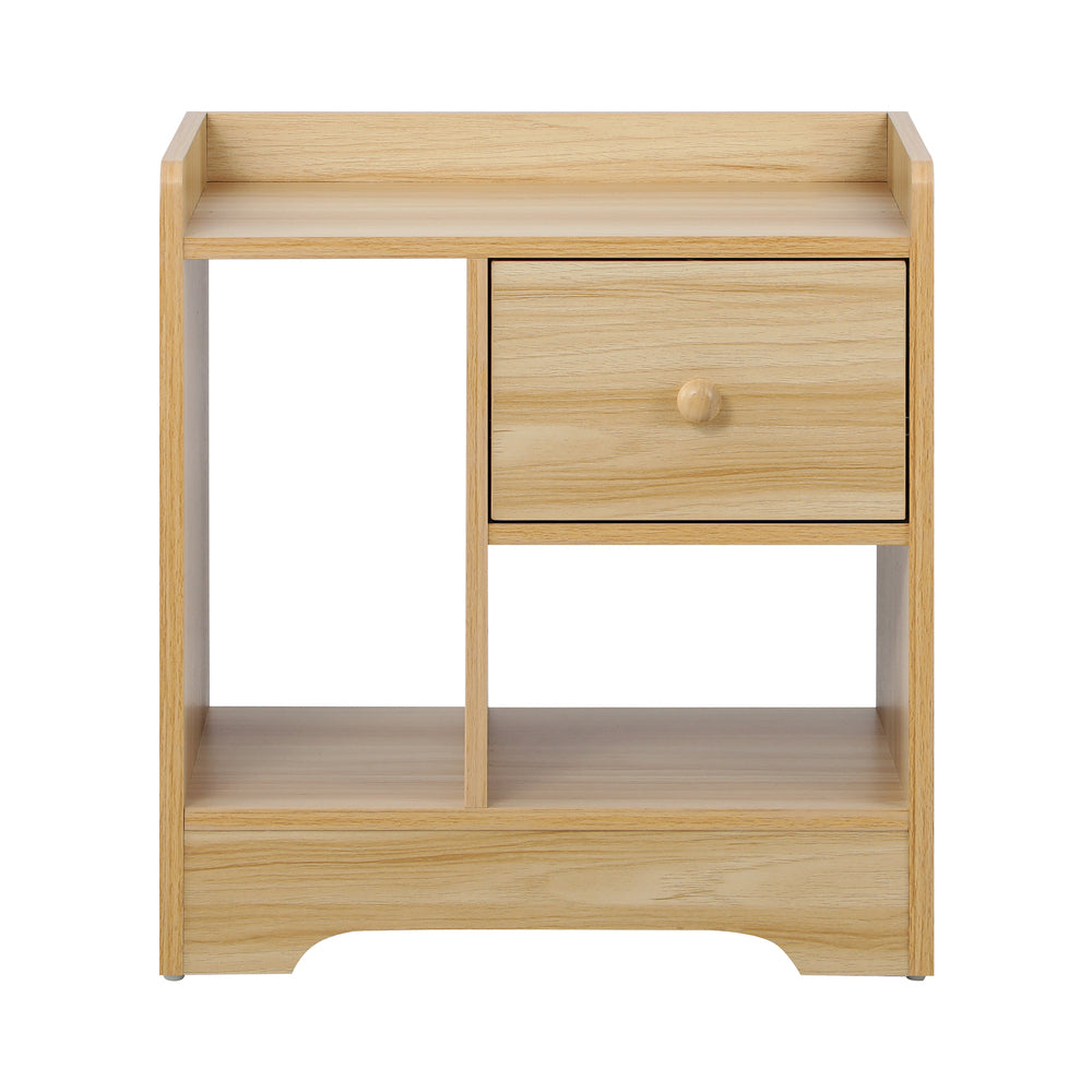 Bedside Tables Set of 2 Nightstand Shelf Black/Natural/White