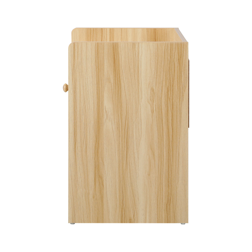 Bedside Tables Set of 2 Nightstand Shelf Black/Natural/White