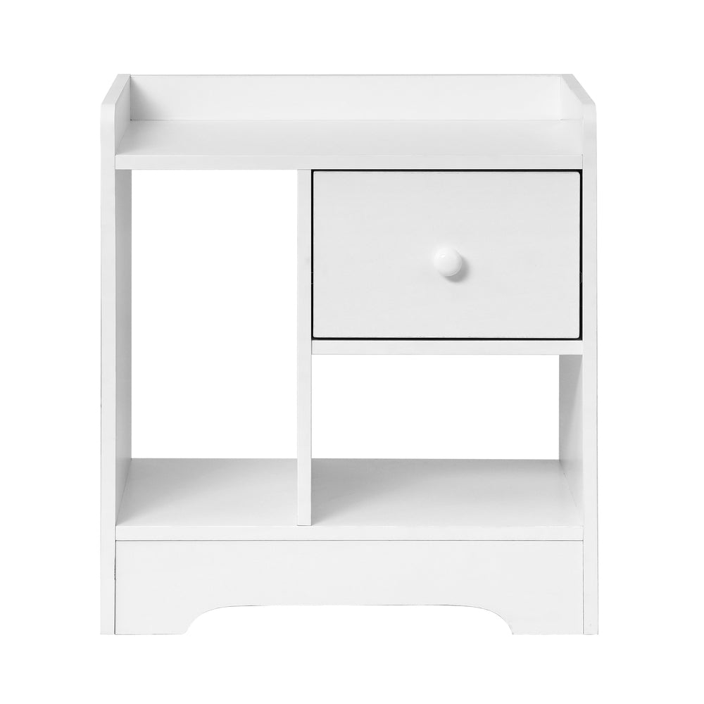 Bedside Tables Set of 2 Nightstand Shelf Black/Natural/White