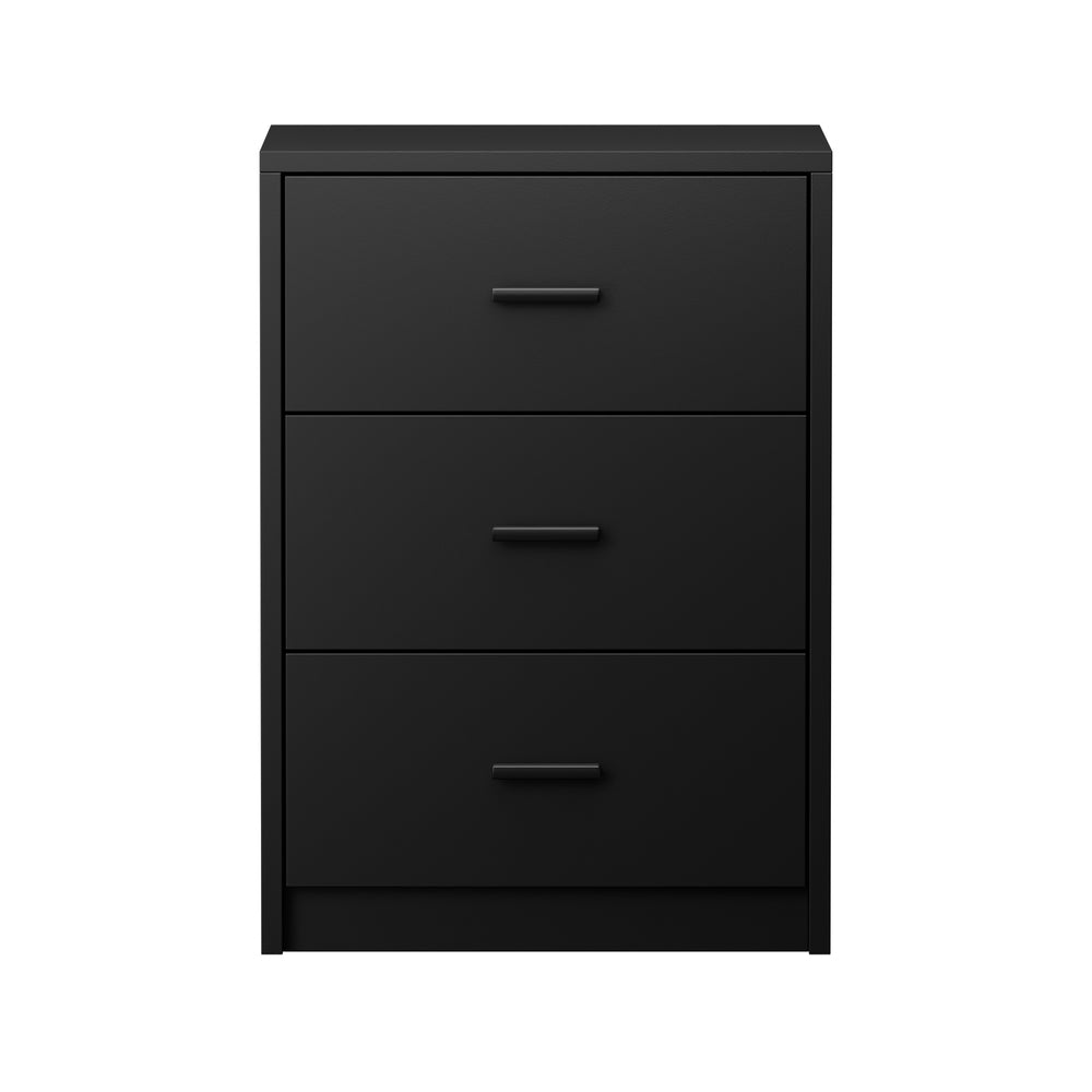 2x Bedside Tables 3 Drawer Nightstands Bedroom Storage Cabinets Black