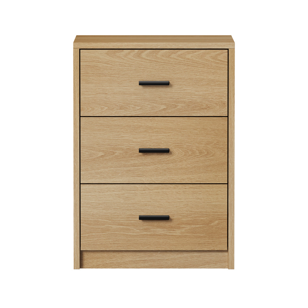 Bedside Table With 3 Drawers Bedroom Nightstand Storage Cabinet Natural/Walnut