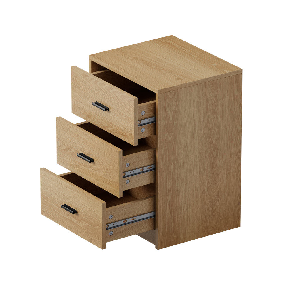 Bedside Table With 3 Drawers Bedroom Nightstand Storage Cabinet Natural/Walnut