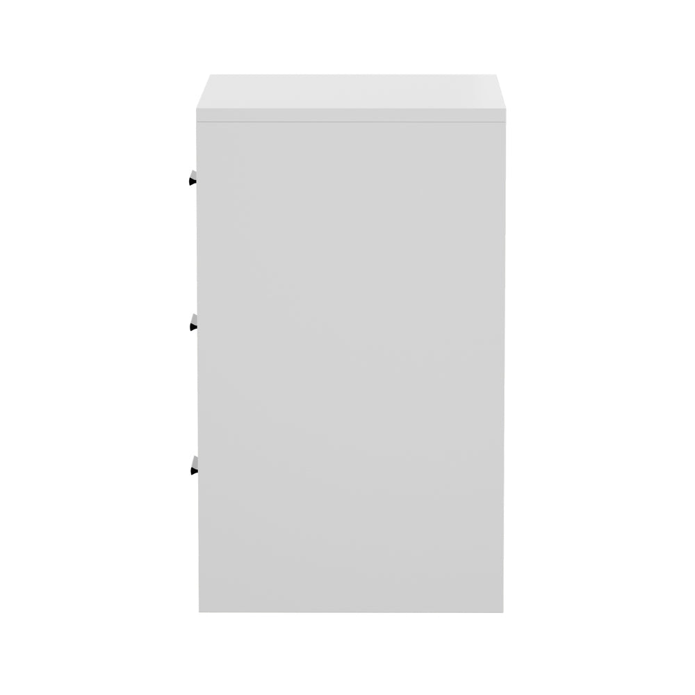 Modern Bedside Table 3 Drawer Nightstand White Particle Board Storage