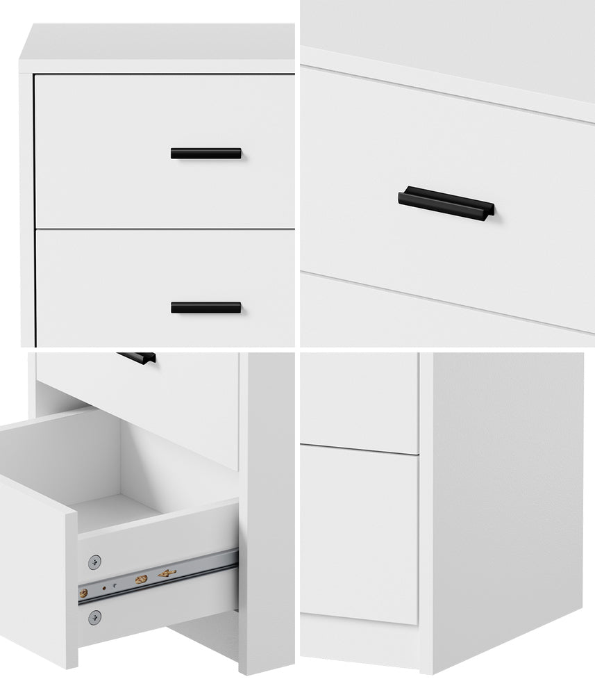 Modern Bedside Table 3 Drawer Nightstand White Particle Board Storage