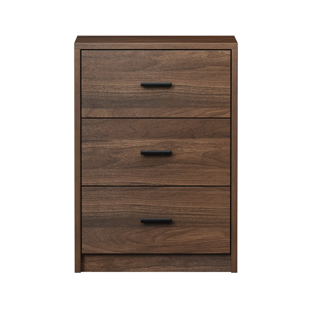 Bedside Table With 3 Drawers Bedroom Nightstand Storage Cabinet Natural/Walnut