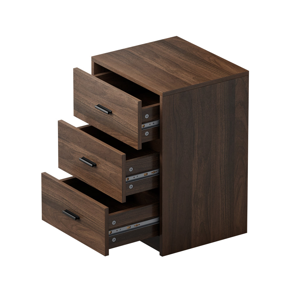 Bedside Table With 3 Drawers Bedroom Nightstand Storage Cabinet Natural/Walnut