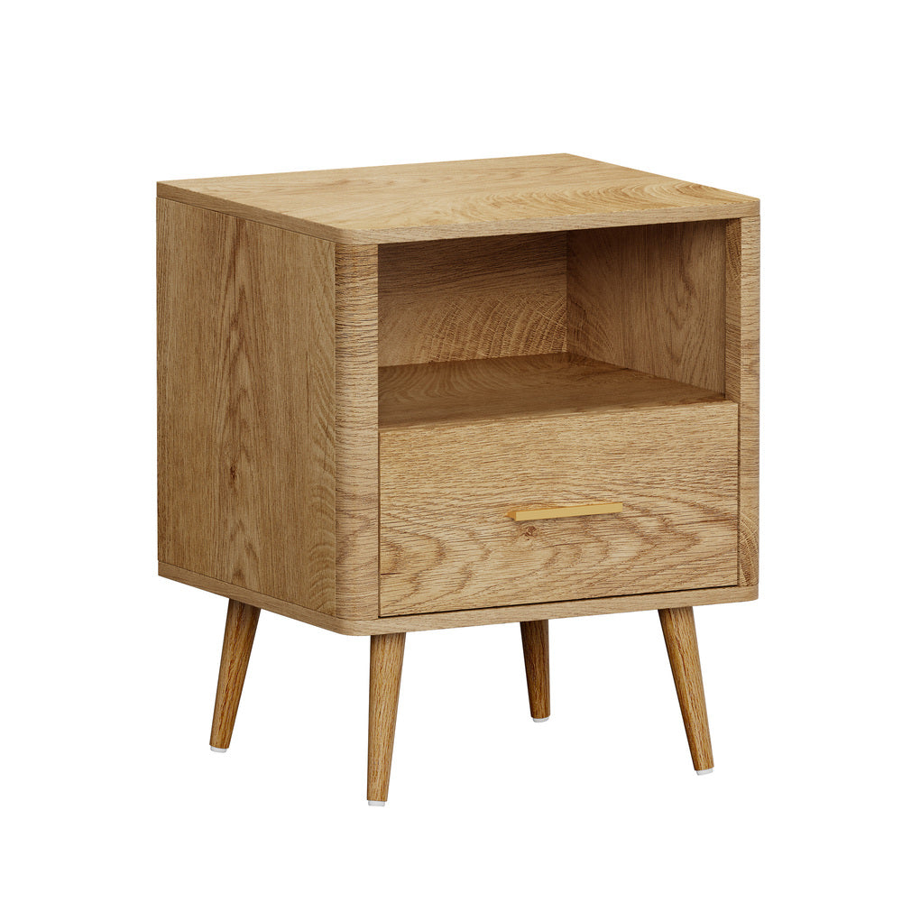 Bedside Table 1 Drawer Open Shelf Nightstand Green