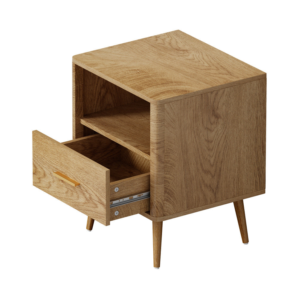 Bedside Table 1 Drawer Open Shelf Nightstand Green