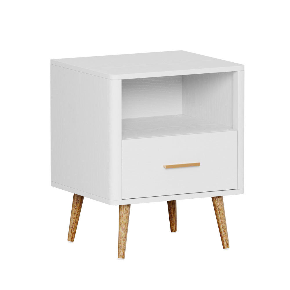 Bedside Table 1 Drawer Open Shelf Nightstand Green