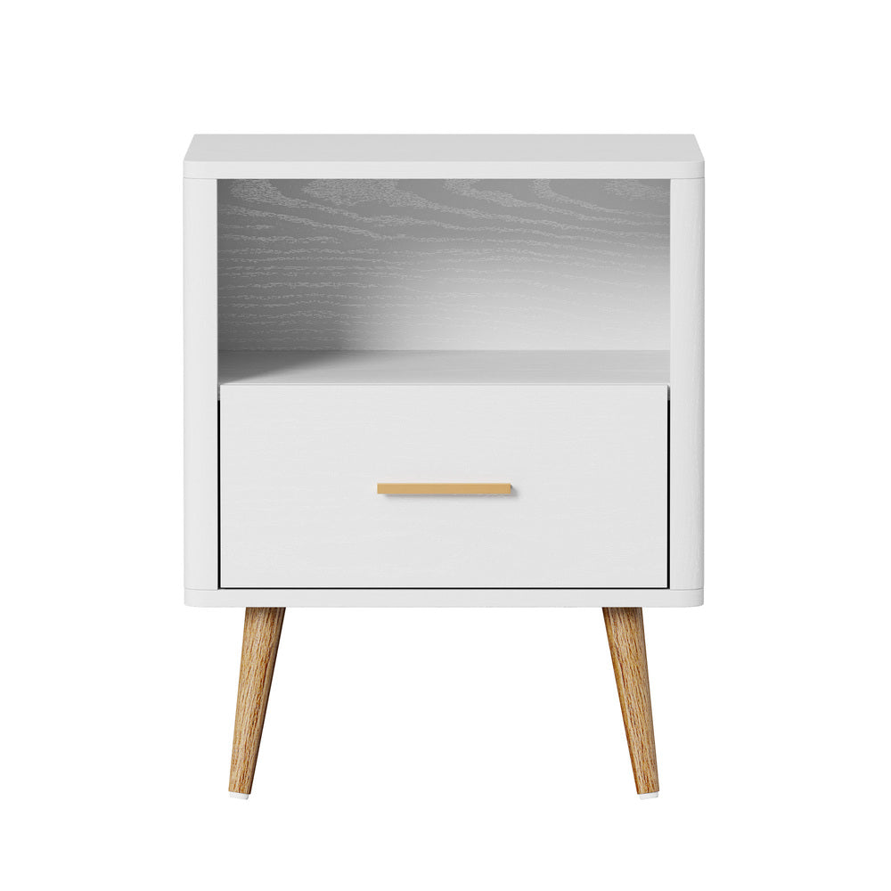 Bedside Table 1 Drawer Open Shelf Nightstand Green