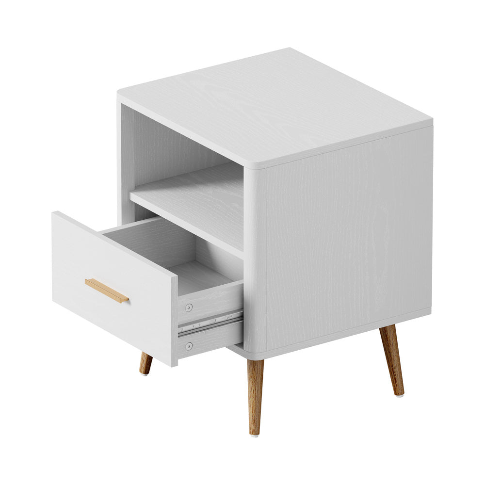 Bedside Table 1 Drawer Open Shelf Nightstand Green