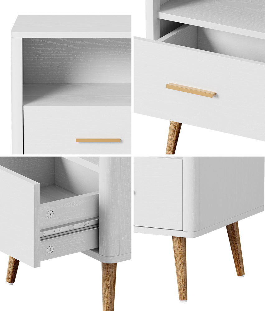 Bedside Table 1 Drawer Open Shelf Nightstand Green