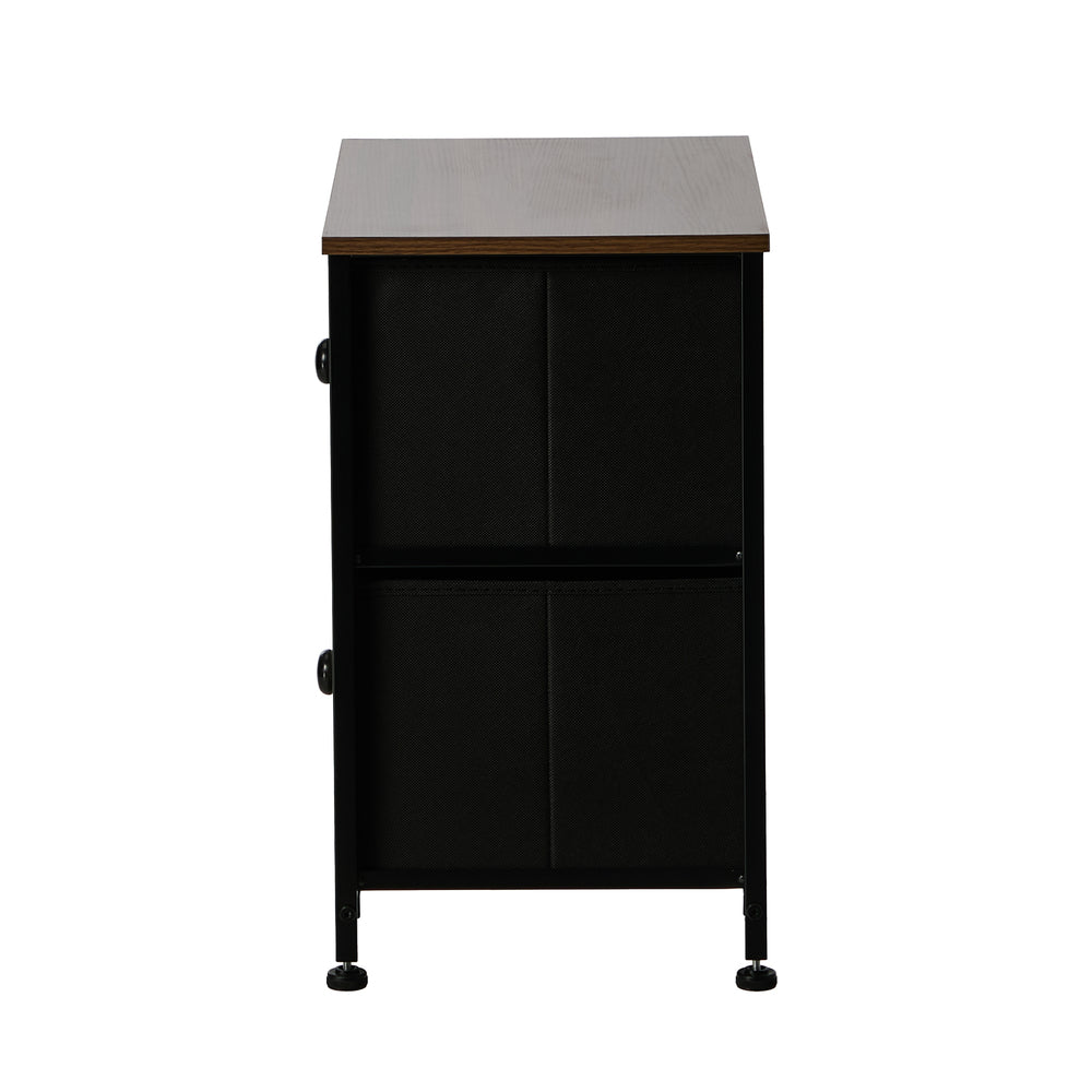 2pc Bedside Tables Fabric Cabinet 2 Drawers Nightstand