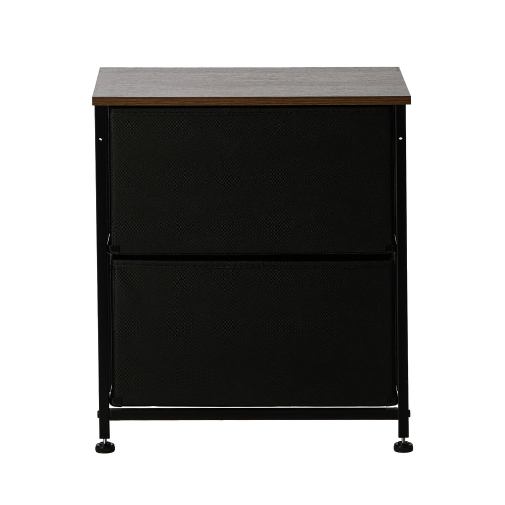 2pc Bedside Tables Fabric Cabinet 2 Drawers Nightstand