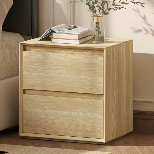 2 Drawer Bedside Table Minimalist Natural | Simpledeals