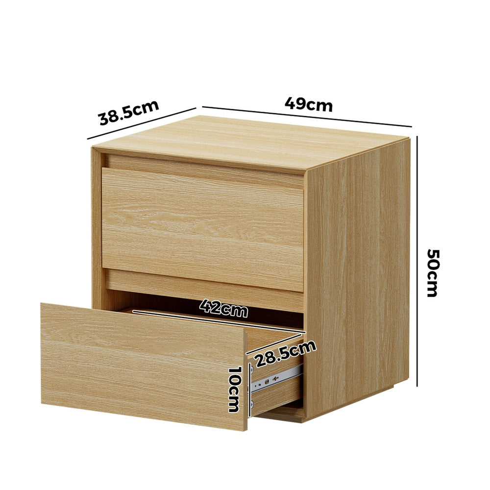 2 Drawer Bedside Table Minimalist Natural | Simpledeals