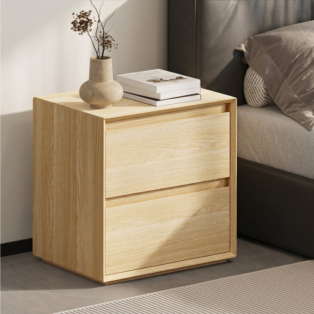 2 Drawer Bedside Table Minimalist Natural | Simpledeals