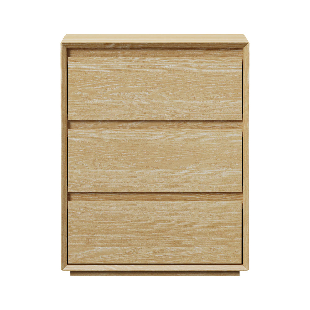 3 Drawer Bedside Table Nightstand Natural | Simpledeals