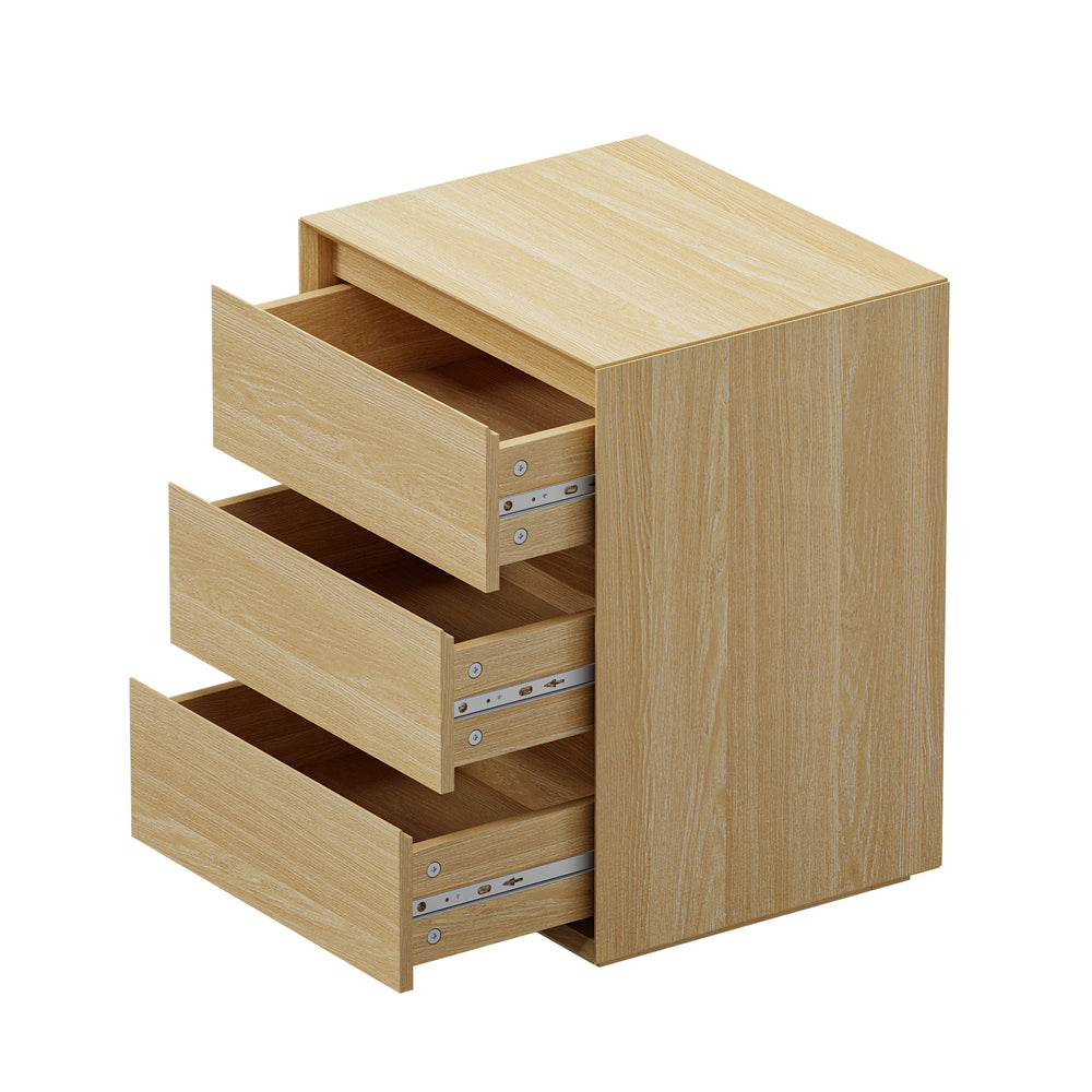 3 Drawer Bedside Table Nightstand Natural | Simpledeals