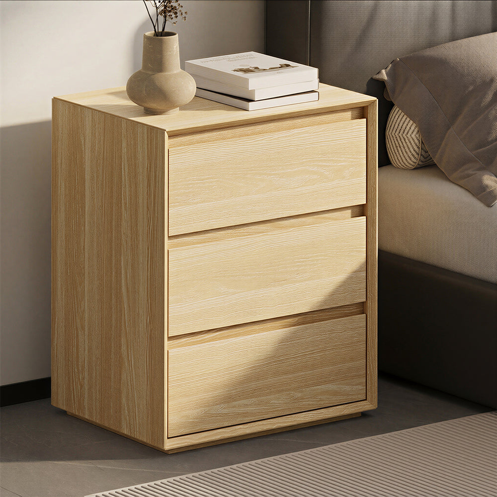 3 Drawer Bedside Table Nightstand Natural | Simpledeals