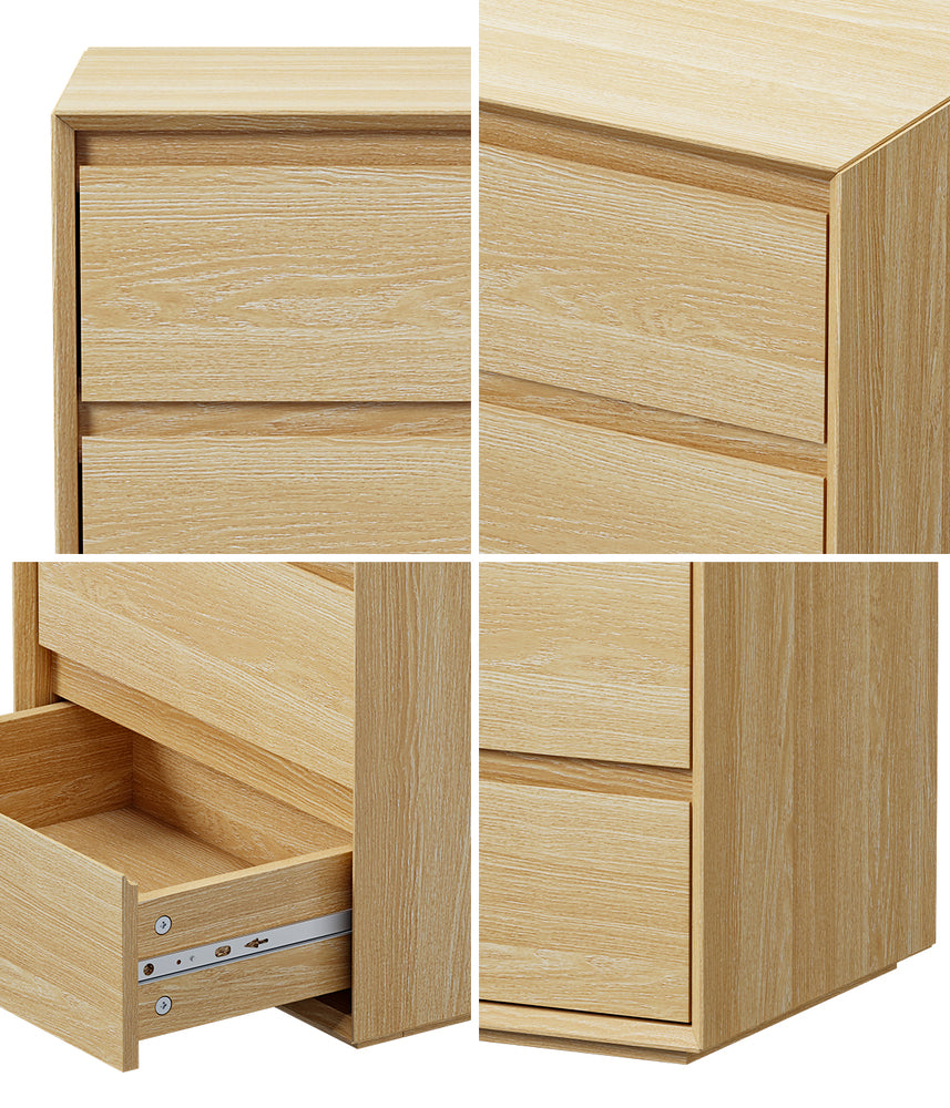 3 Drawer Bedside Table Nightstand Natural | Simpledeals