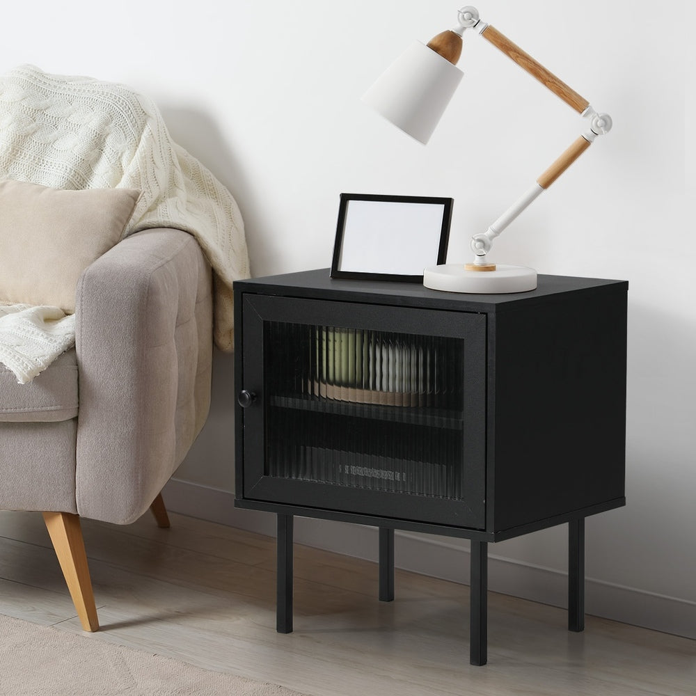 Bedside Tables Storage Cabinet Wood Black/Green/White