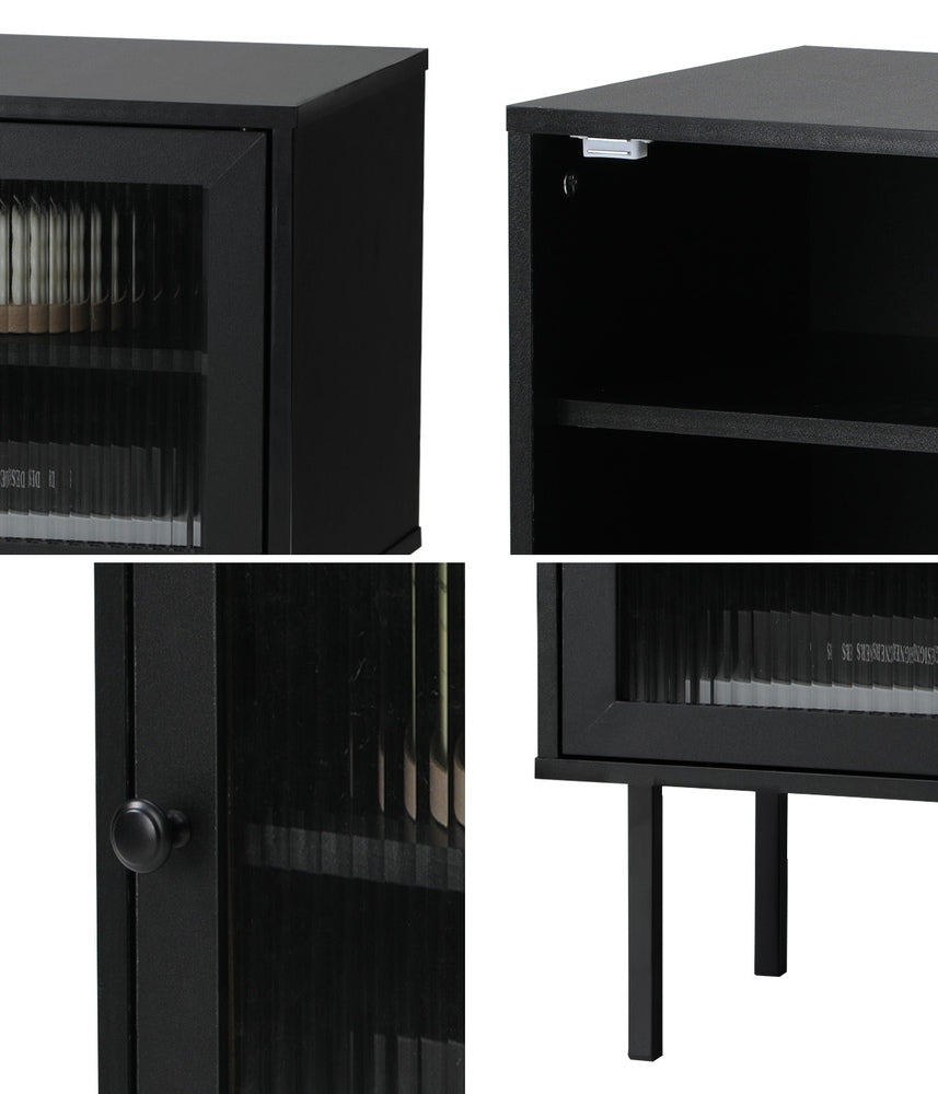 Bedside Tables Storage Cabinet Wood Black/Green/White