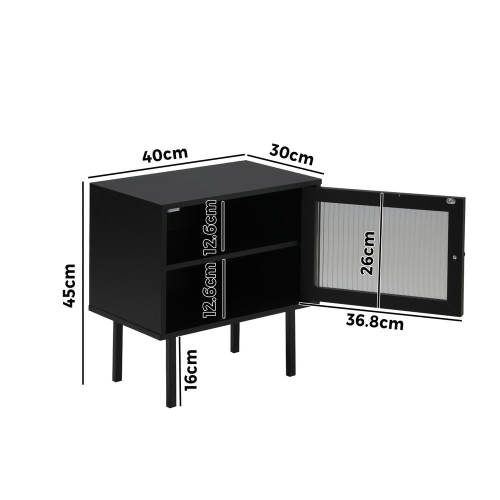 Bedside Tables Storage Cabinet Wood Black/Green/White