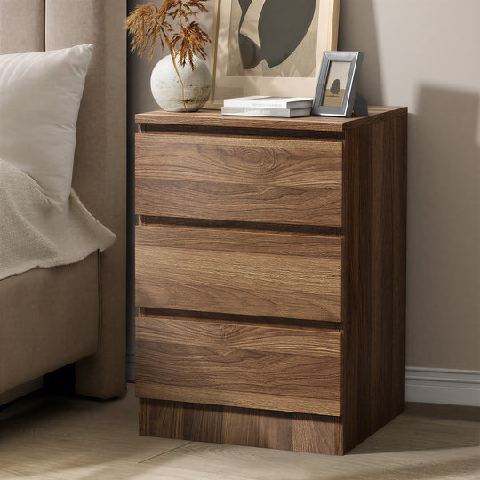 Bedside Table 3 Drawers Storage Cabinet Nightstand