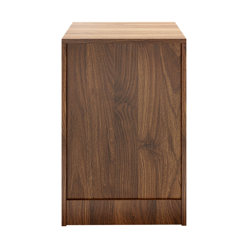 Bedside Table 3 Drawer Side Table Storage Cabinet Walnut 2 Pack