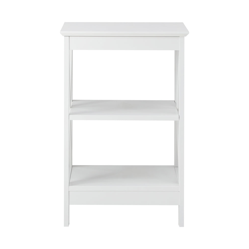 Side Table 3-tier Shelf X-Structured Sides Black