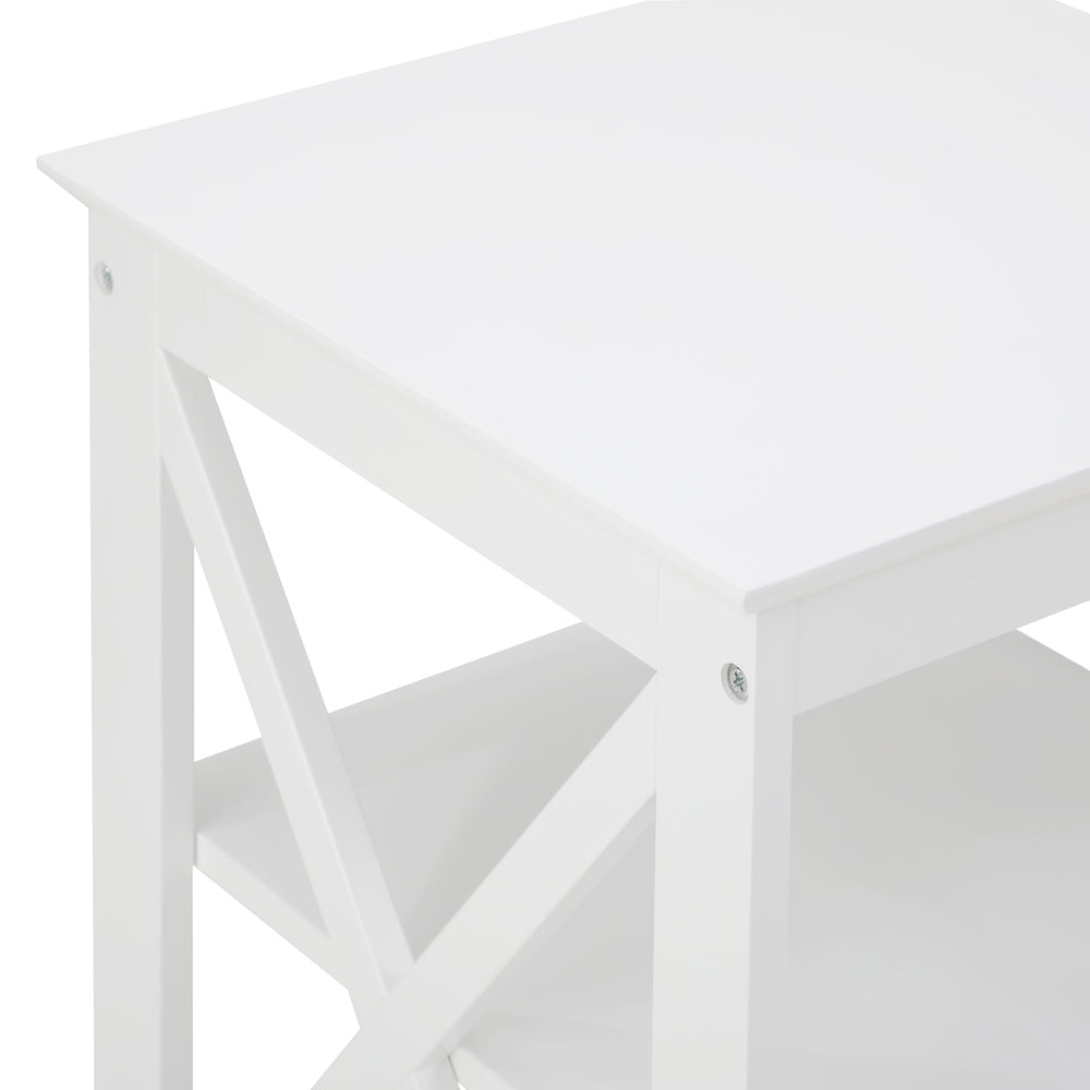 Side Table 3-tier Shelf X-Structured Sides Black