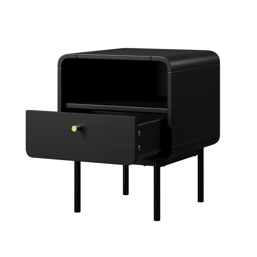 Bedside Table Bedroom Storage Nightstand Metal