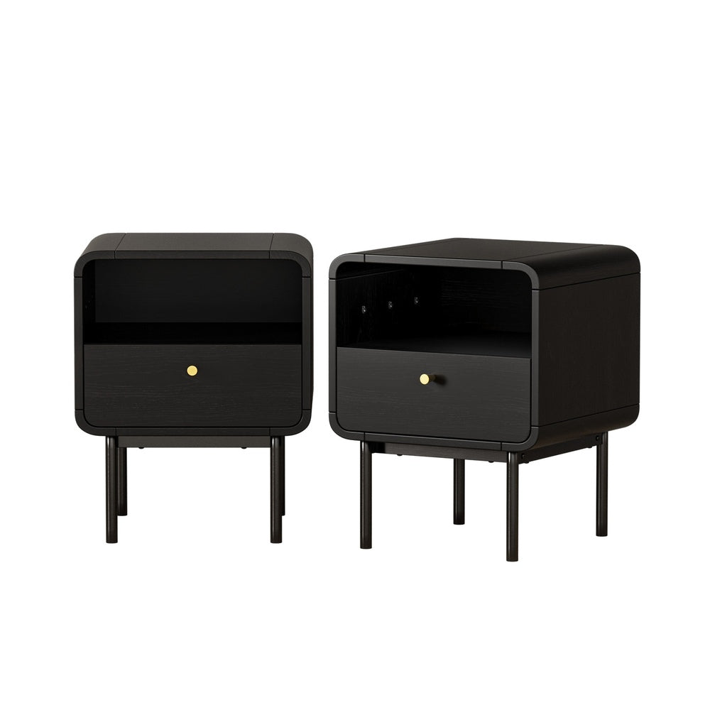 Bedside Table 1 Drawer Black 40x36.5x50cm