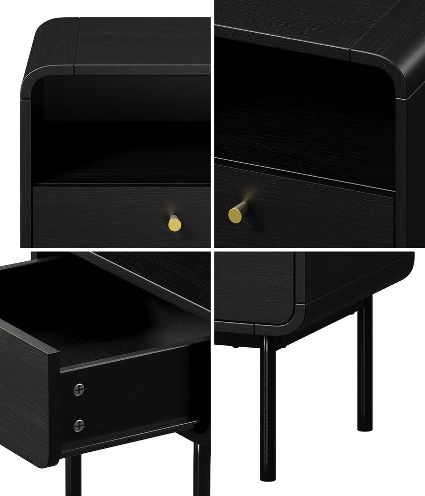 Bedside Table 1 Drawer Black 40x36.5x50cm