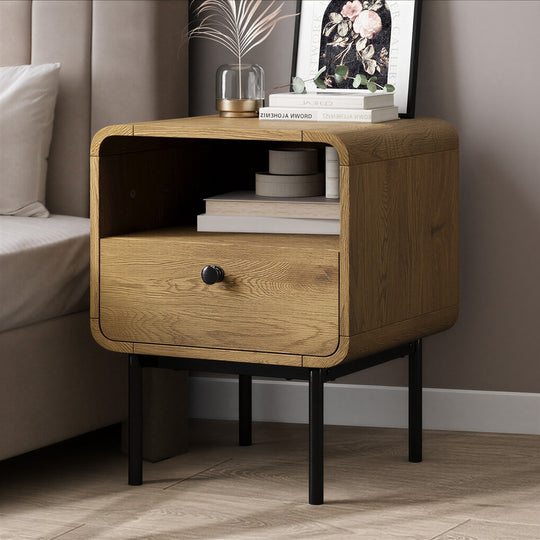 Bedside Table Bedroom Nightstand Wood Grain