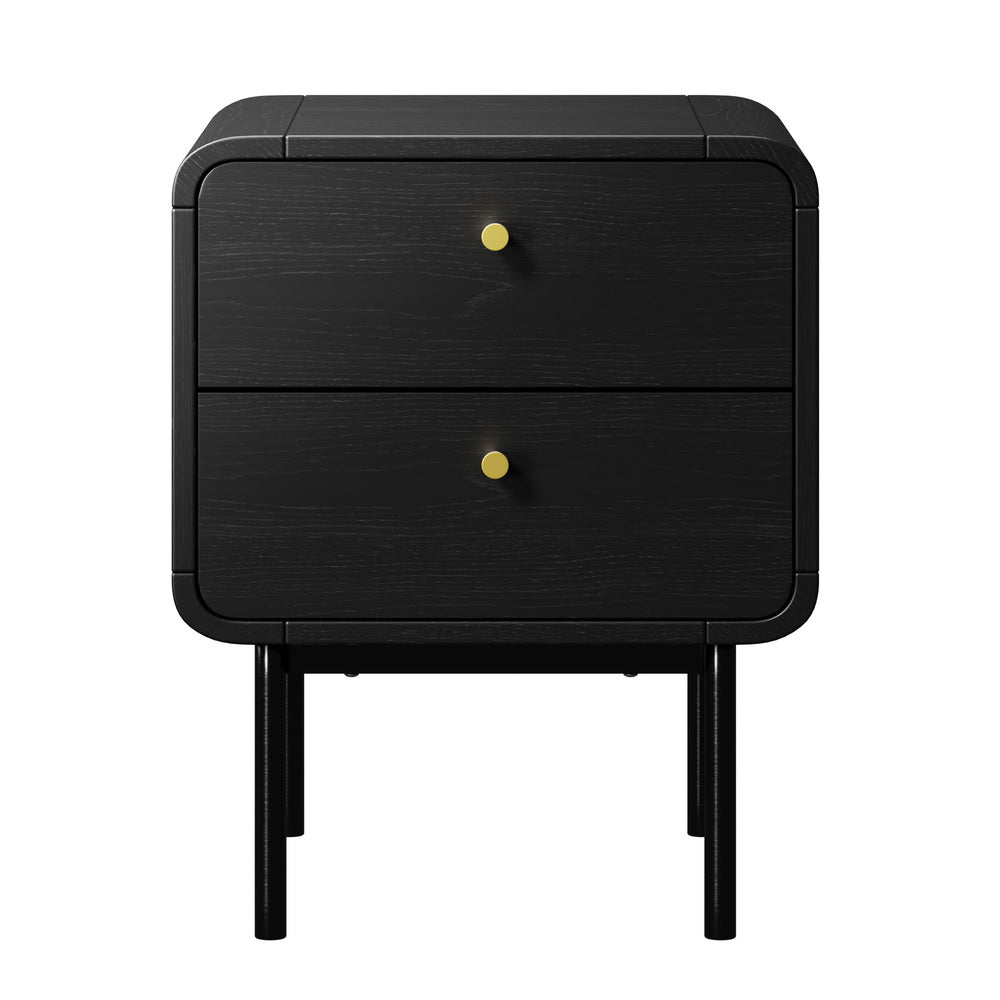 2-Drawer Bedside Table Bedroom Nightstand Metal Black