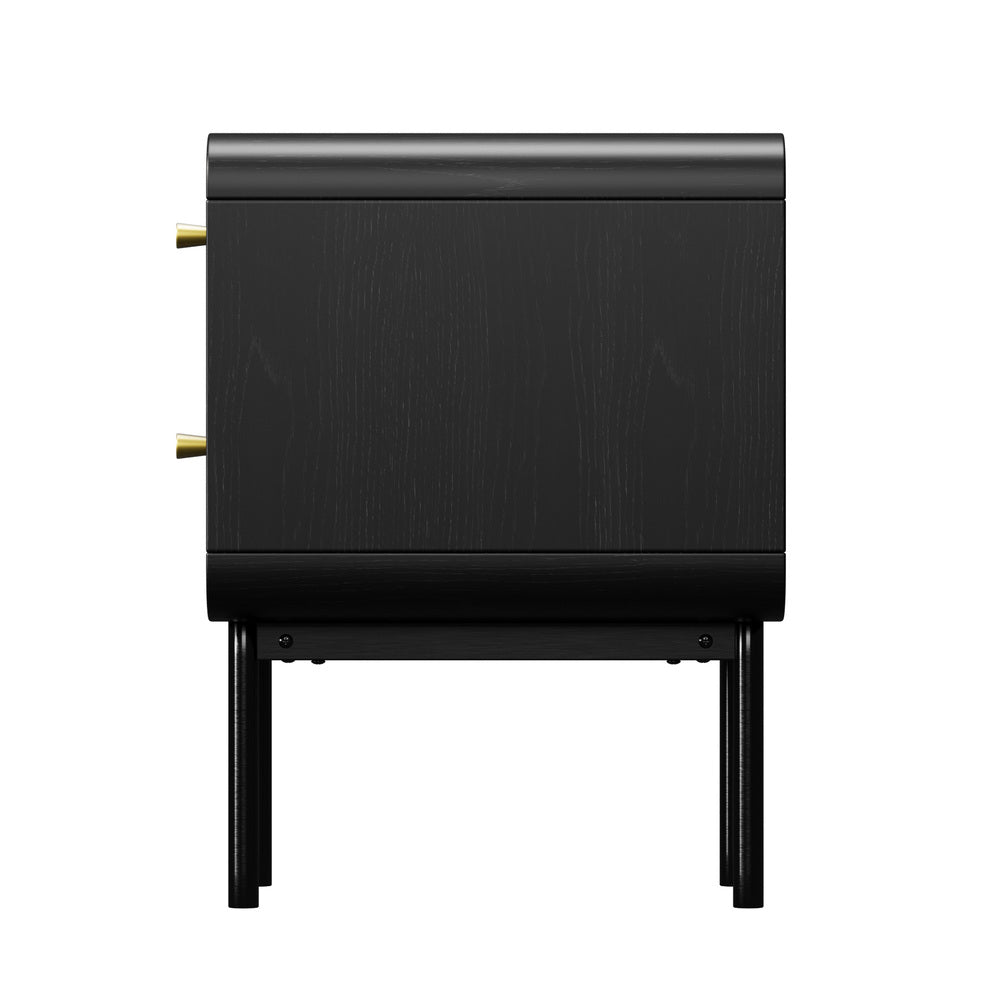 2-Drawer Bedside Table Bedroom Nightstand Metal Black
