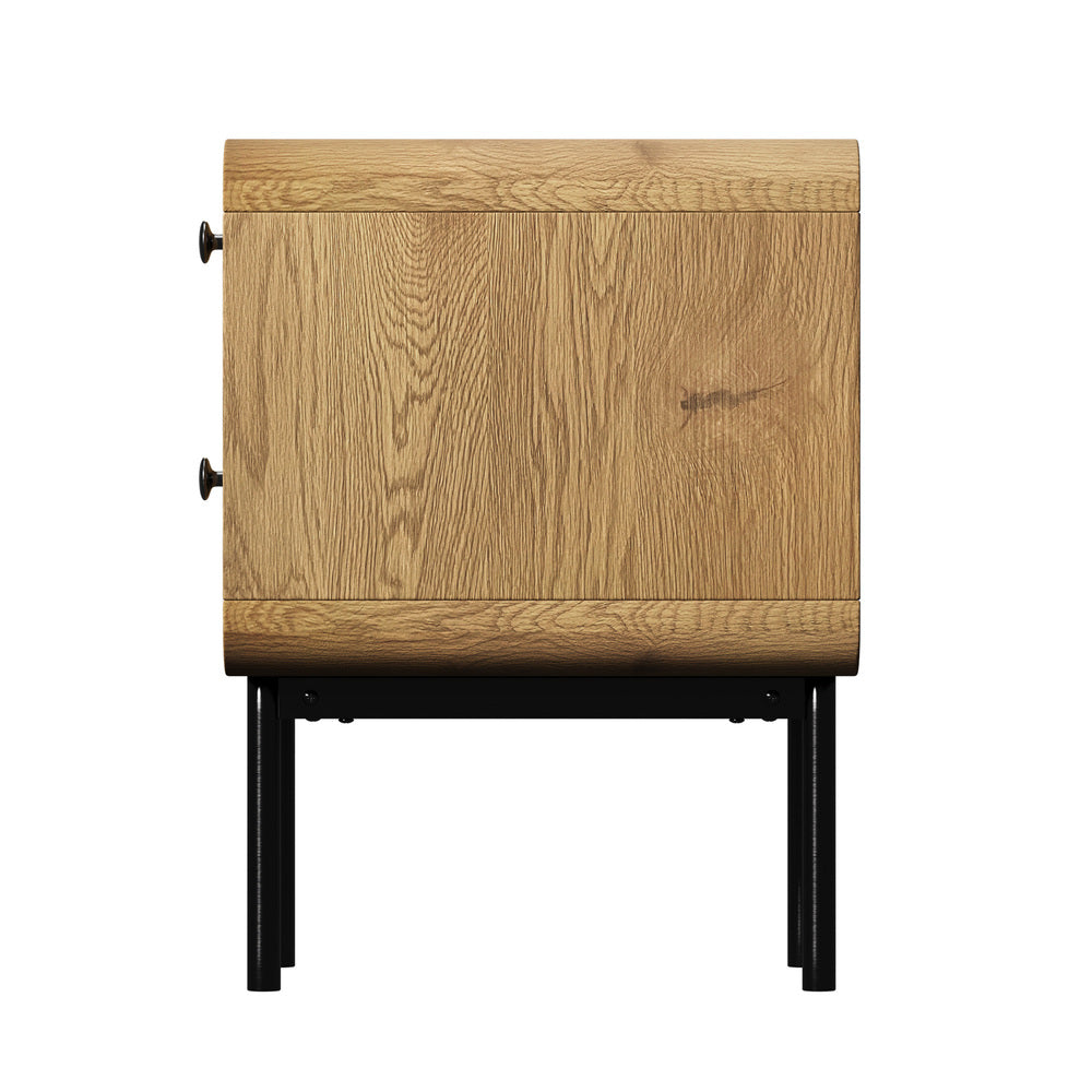 Bedside Table 1 or 2 Drawers Bedroom Nightstand Wood Grain Metal Natural