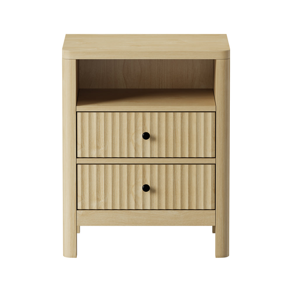 Bedside Table Drawer Side Table Storage Nightstand Natural 2 Pack