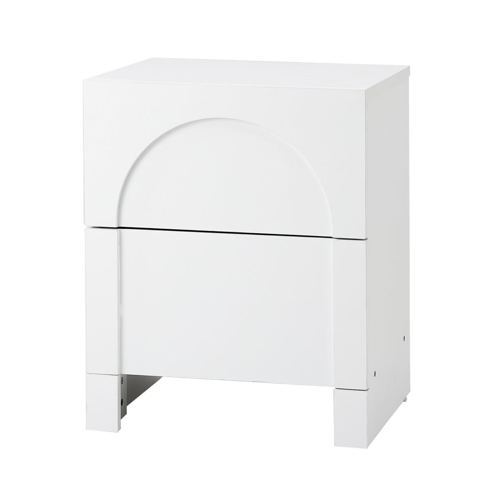 Bedside Table 2 Drawers Side Table White