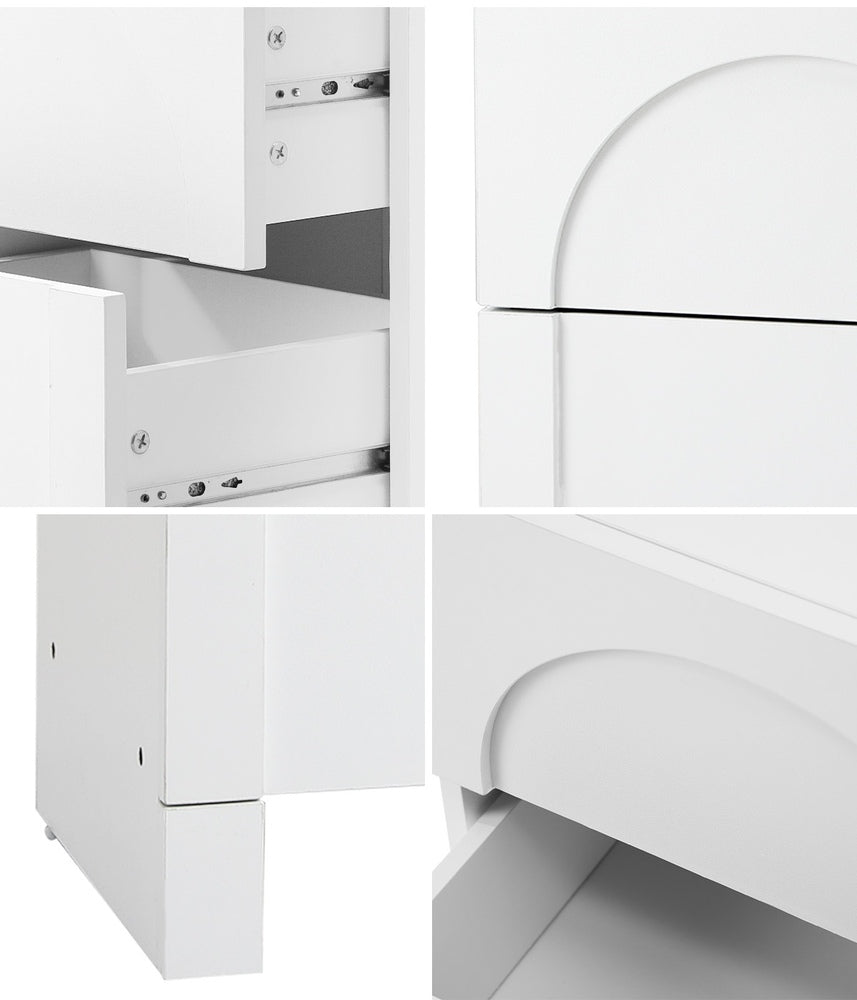 Bedside Table 2 Drawers Side Table White