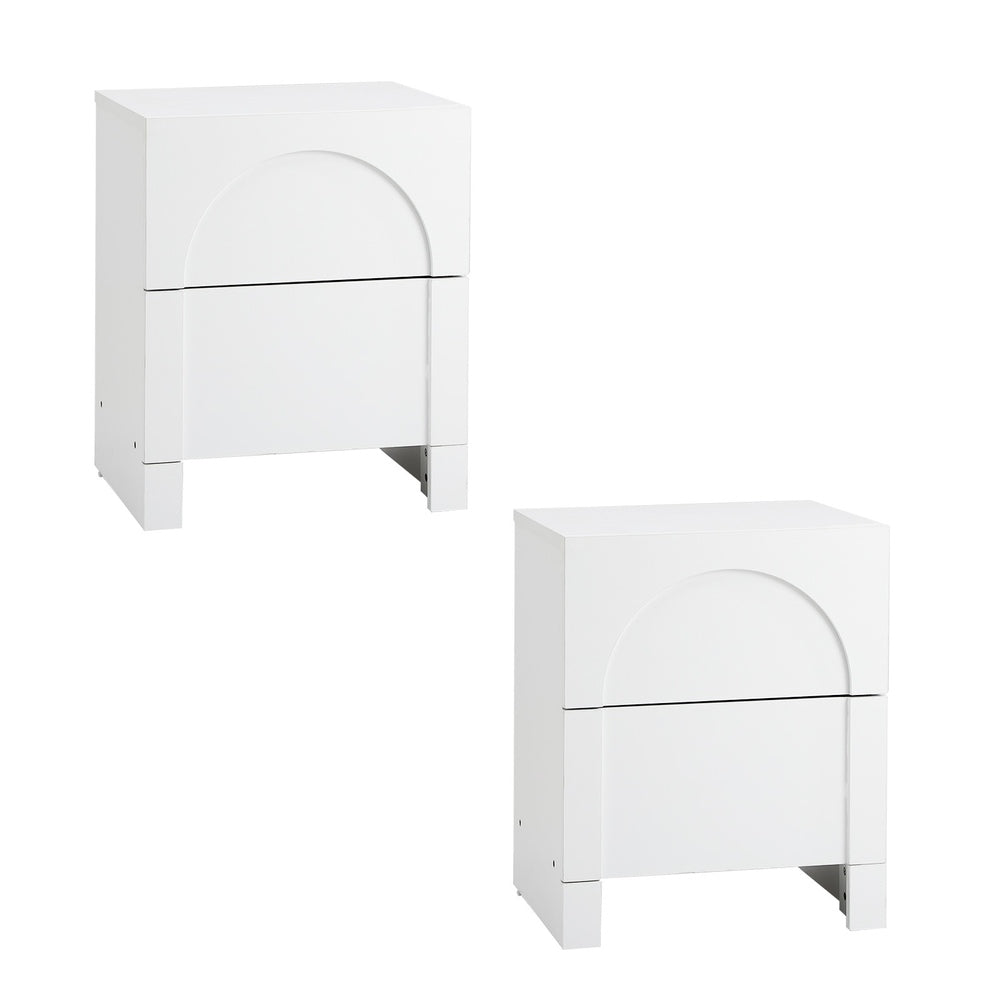 Bedside Table 2 Drawers Side Table White