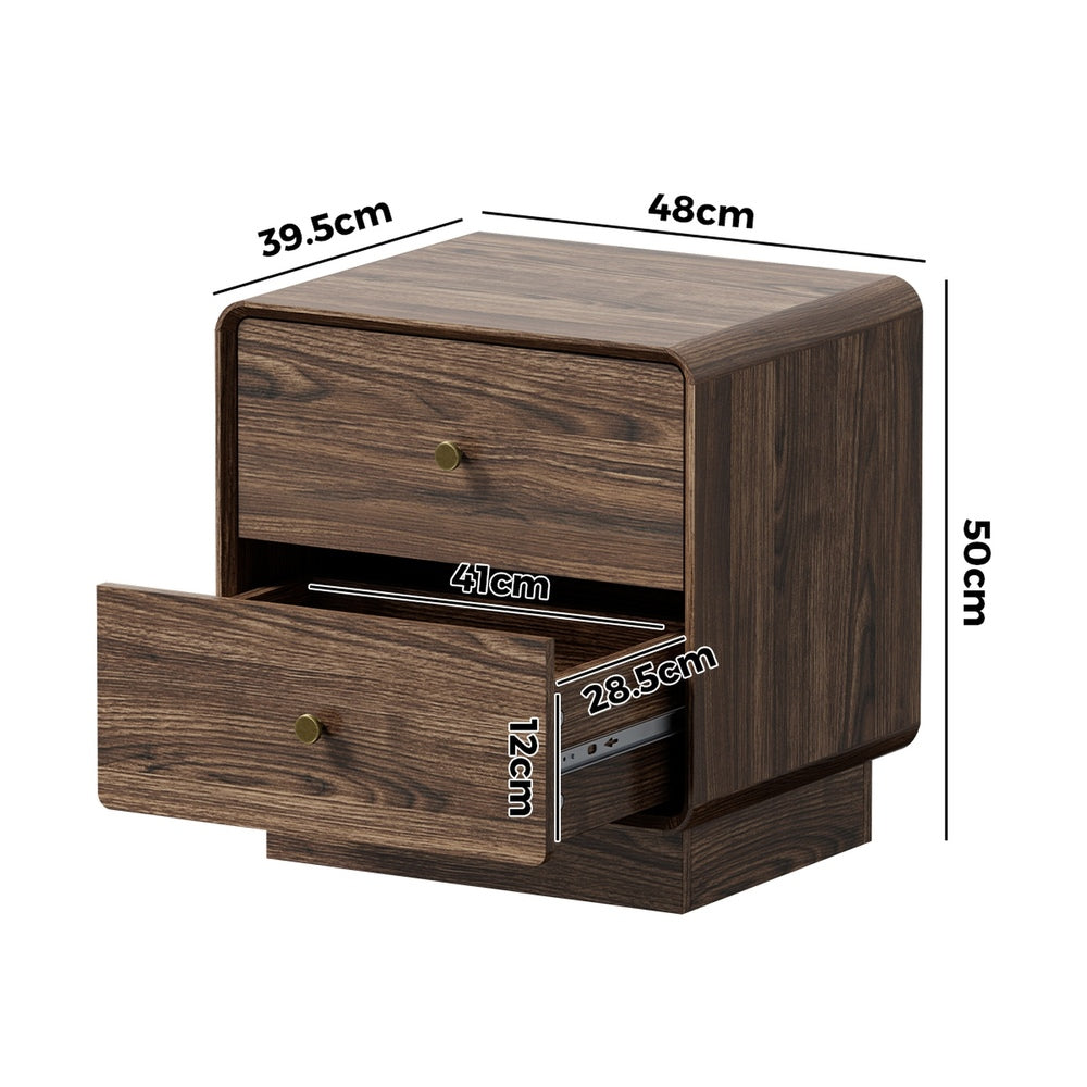 Walnut bedside table 48x39.5x50cm, rear view