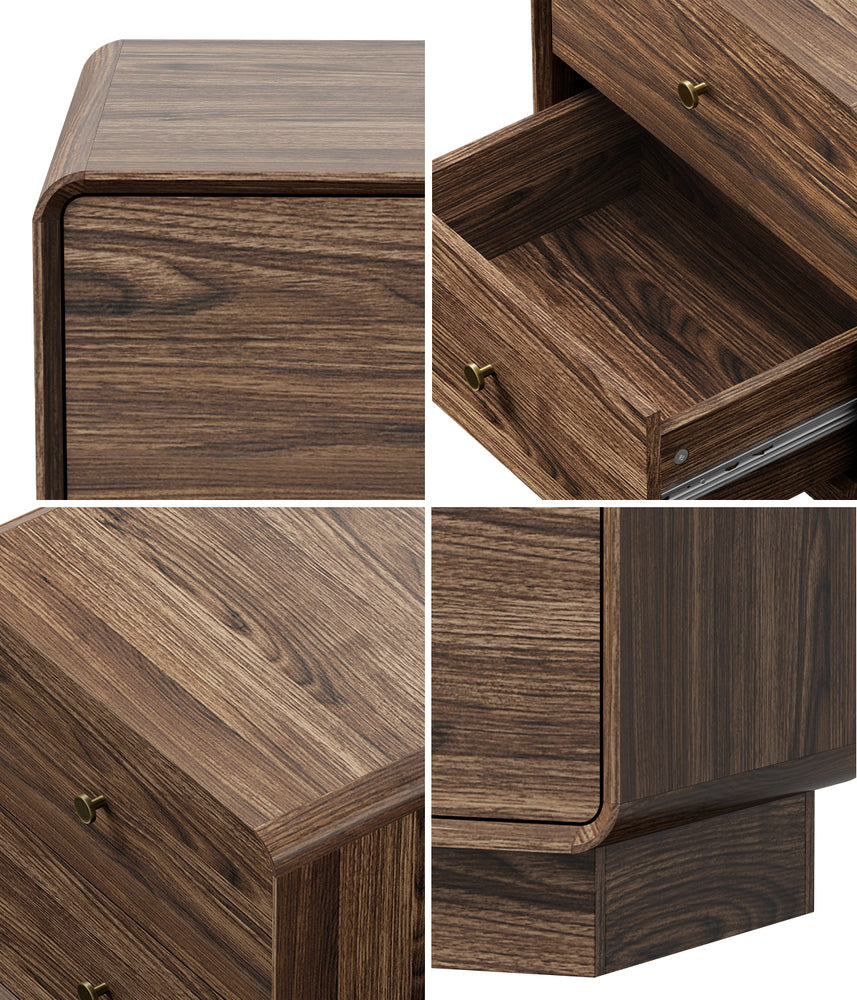 Walnut bedside table 48x39.5x50cm, in room setting