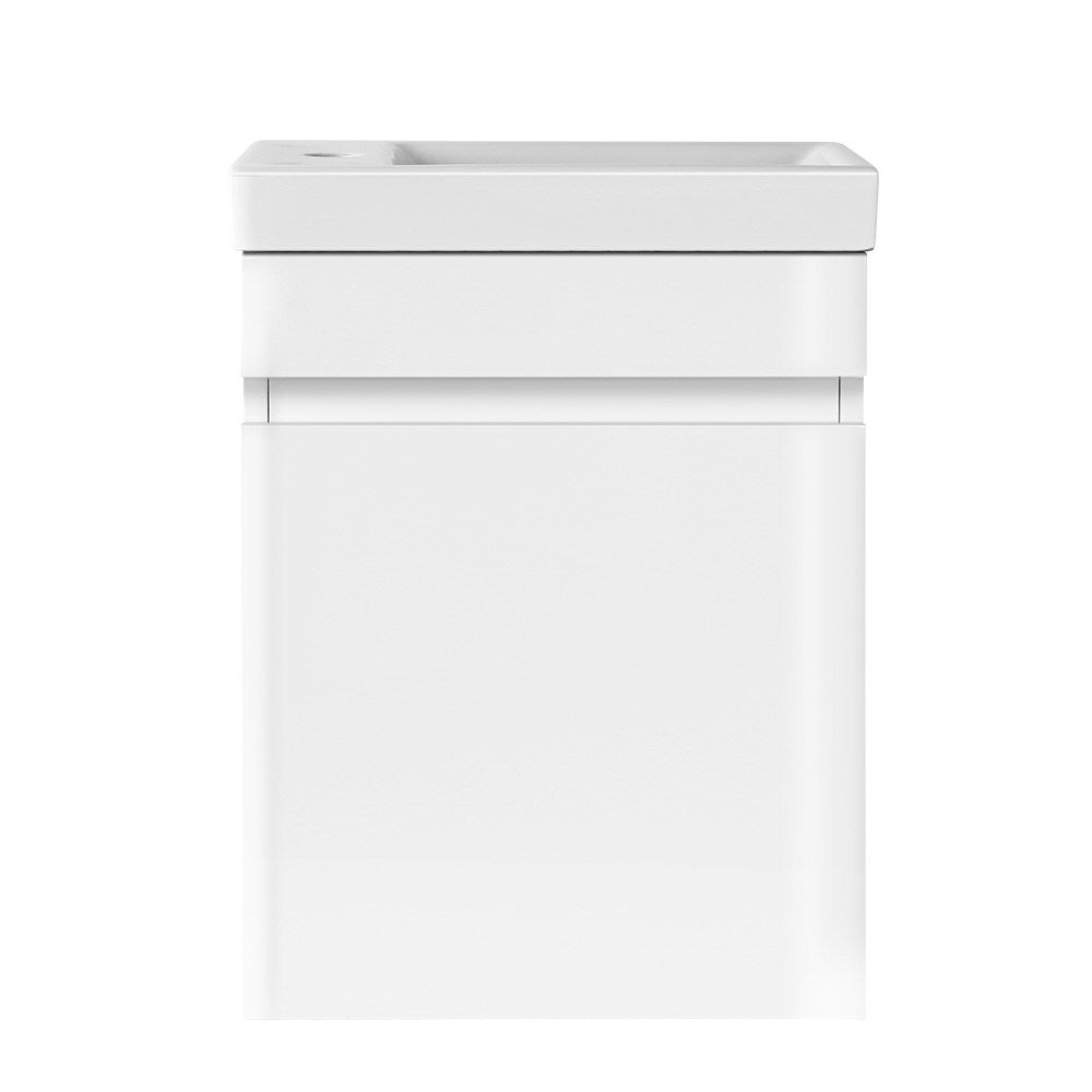 400mm Bathroom Vanity Basin Cabinet Sink Storage Wall Hung Ceramic Basins Wall Mounted White