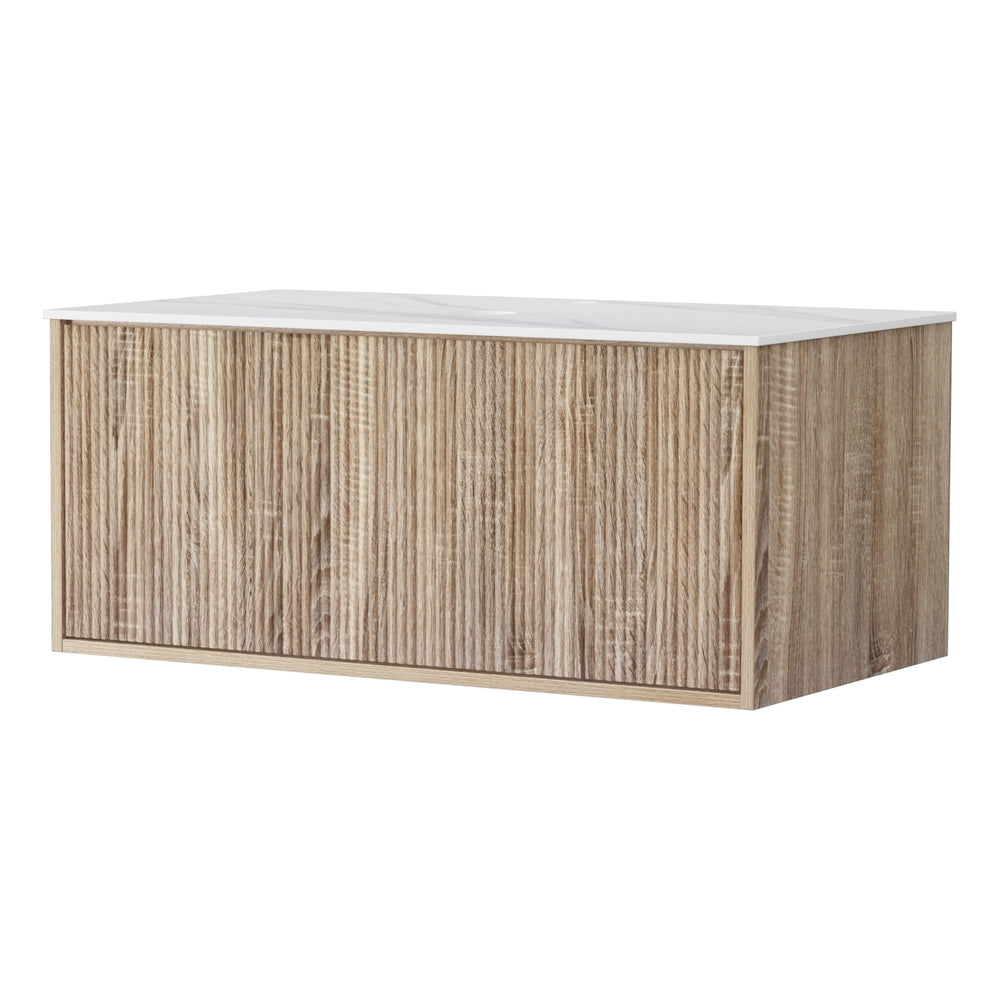 915Mm - Modern Oak Vanity Unit 915mm with Integrated Basin – Contemporary Bathroom Furniture