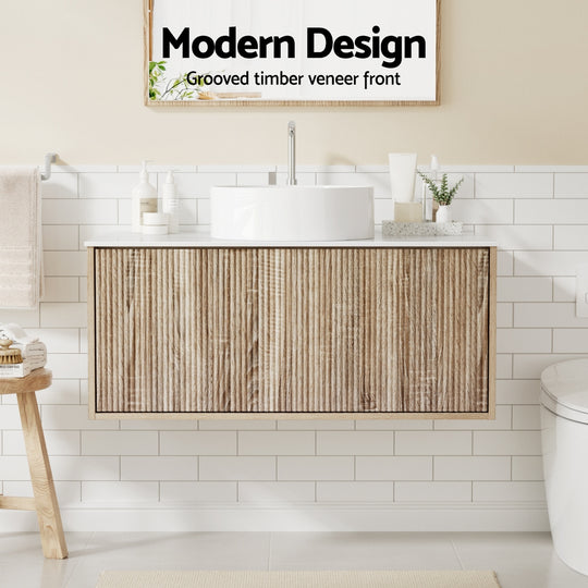 Vanity Unit 915mm with Basin Oak - Cefito Bathroom Cabinet Wash